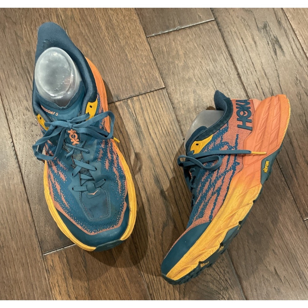Hoka One One SpeedGoat 5 Blue/Orange Athletic Running Sneakers 11D Wide Men